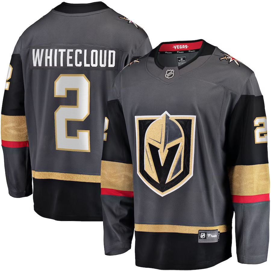 Men Vegas Golden Knights #2 Zach Whitecloud Fanatics Branded Gray Alternate Breakaway NHL Jersey